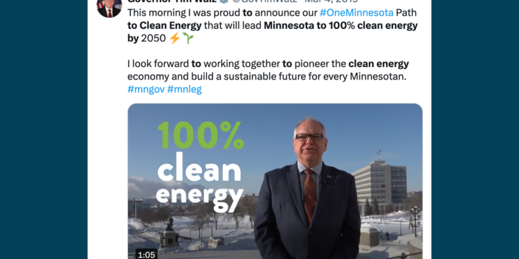 MN Governor Tim Walz is a net-zero zealot