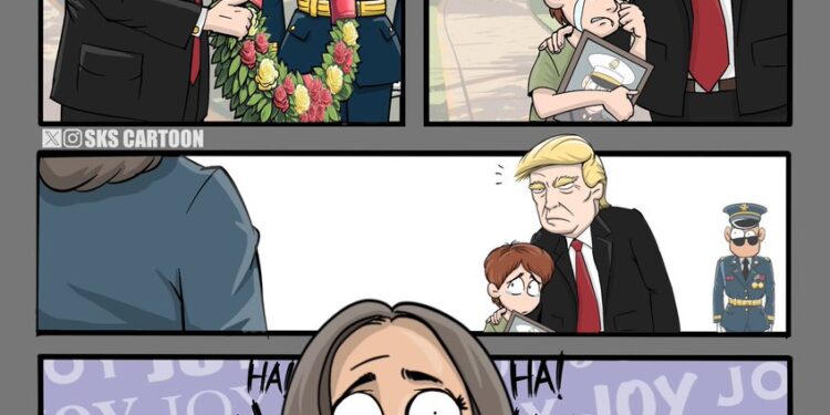 #DonaldTrump honoring fallen soldiers while #KamalaHarris spreads joy.