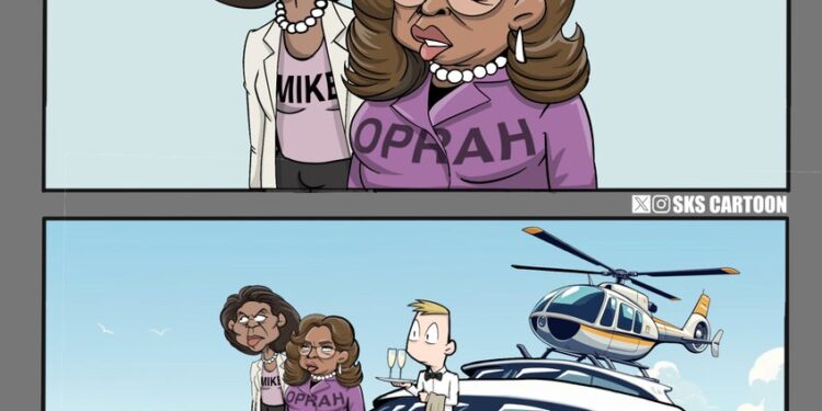RT by @skscartoon: Inspired by #Oprah and #MichelleObama in the DNC