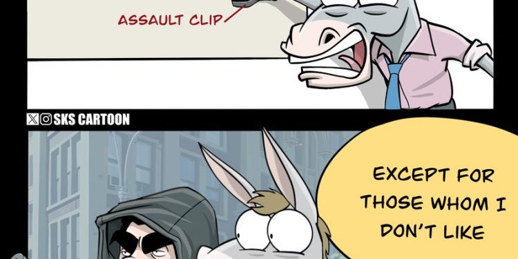 RT by @skscartoon: SMH, gun control isn’t the center of the discussion after the assassination of the #UnitedHealthcare CEO.