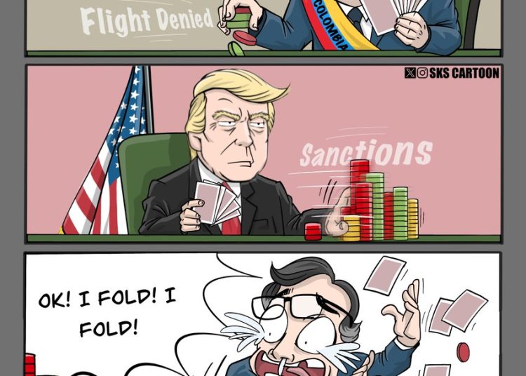 The Far-Left President of Colombia tried to appear strong against #Trump, only gets immediately humiliated and folded like a little b***h.