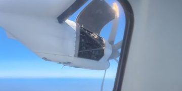 Plane Engine Starts Falling Apart