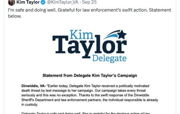 Abigail Spanberger Said On Sept. 25 That Man In Another Virginia Republican Delegate Death Threat Case Belonged ‘In Custody’