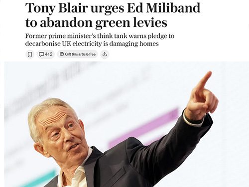 Tony Blair tells UK Labour Party to abandon Net Zero