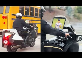 Cop Watches TV While Driving